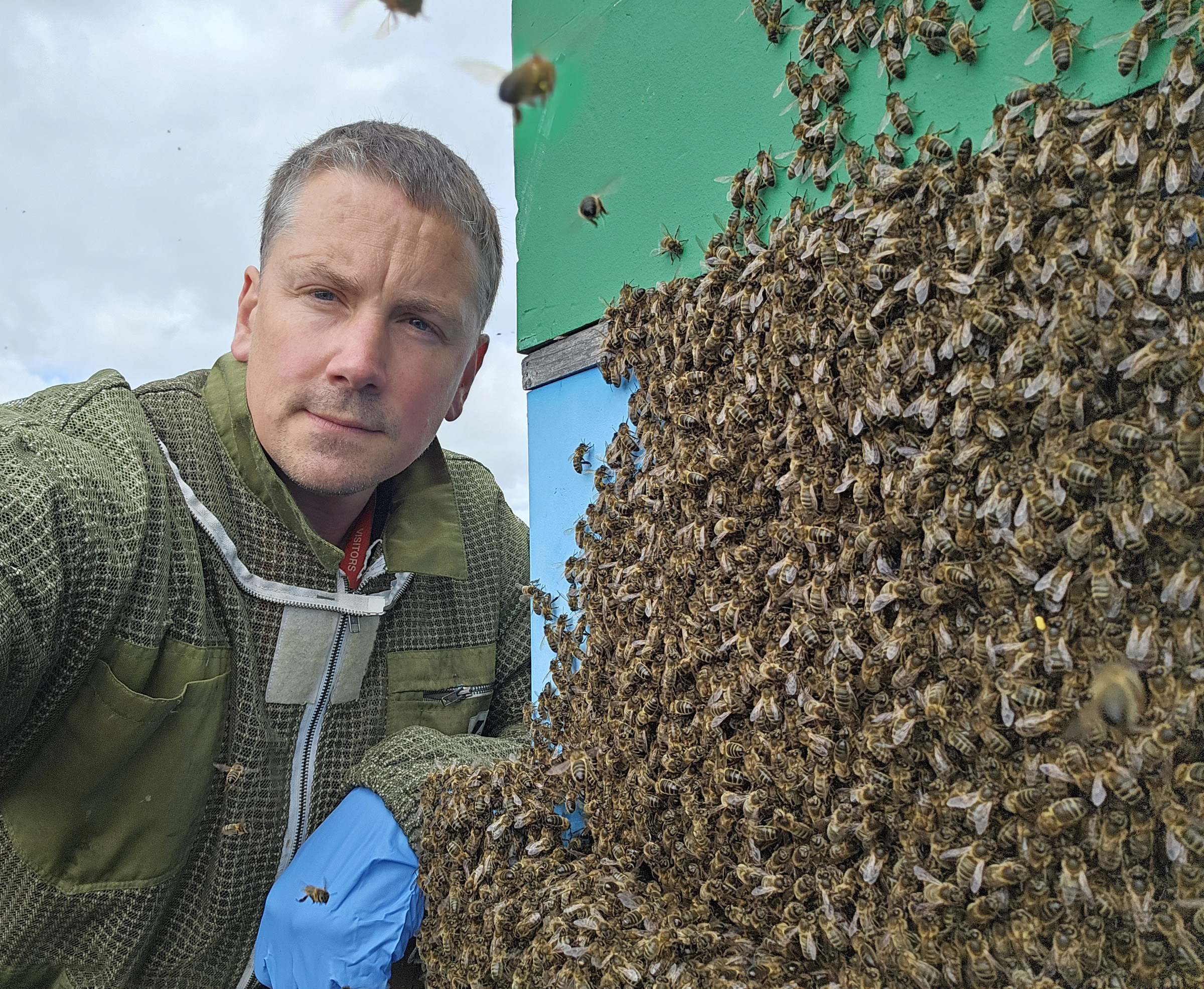 Kieran Harnett from the Dublin Honeybee Project with his girls